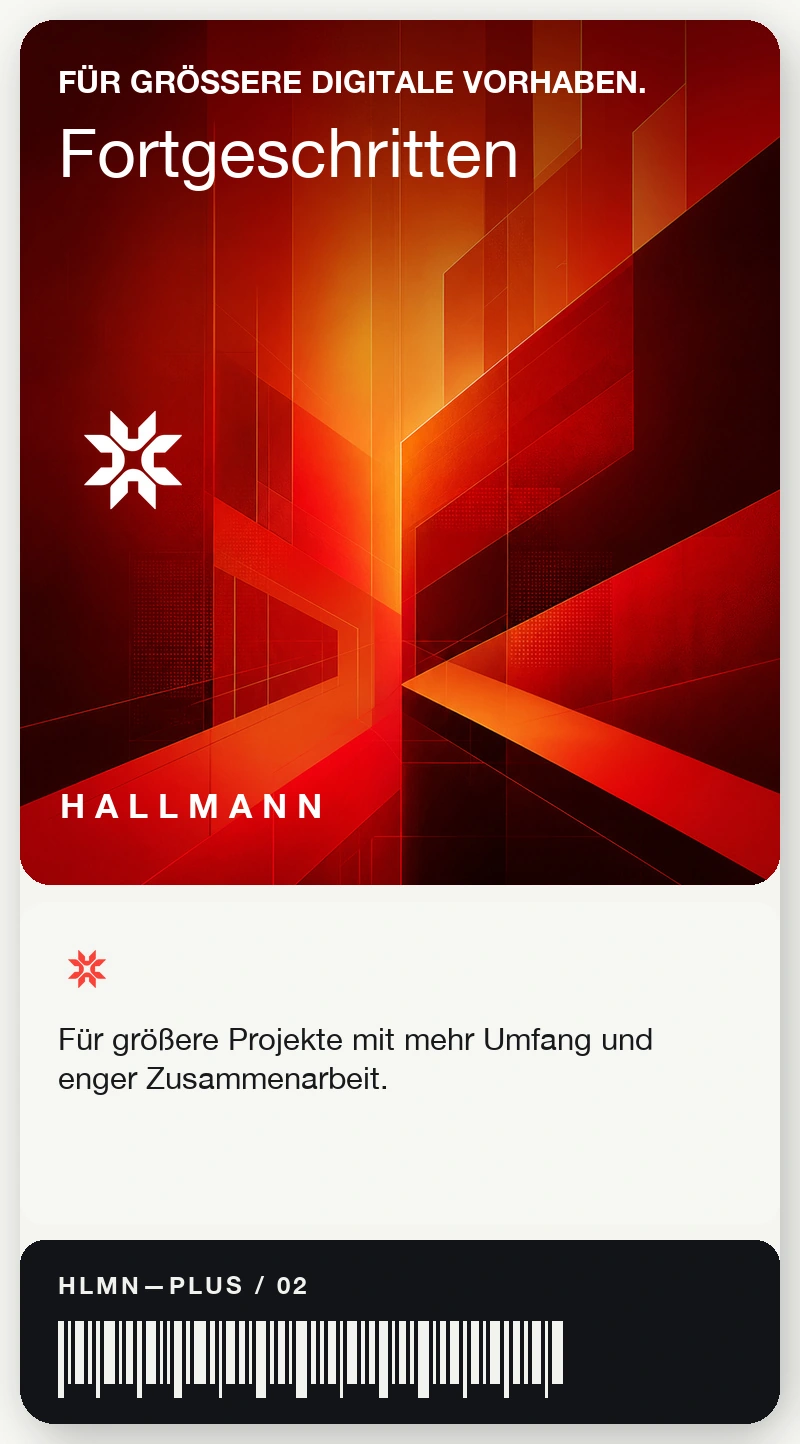 Card labeled "Advanced" with a red gradient, describing the pricing plan 