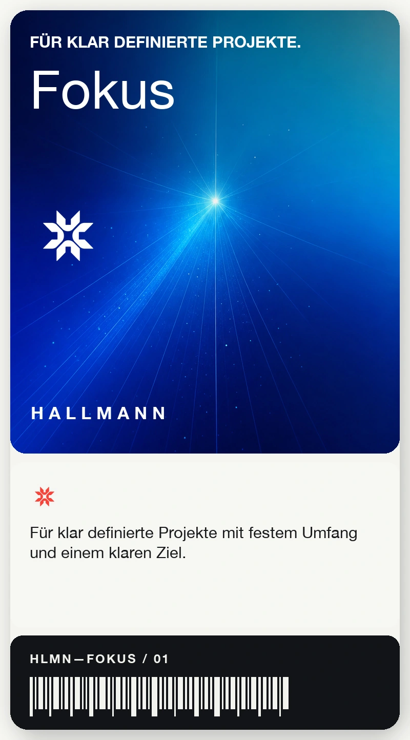 Card labeled "Focus" with a blue gradient, describing the pricing plan 